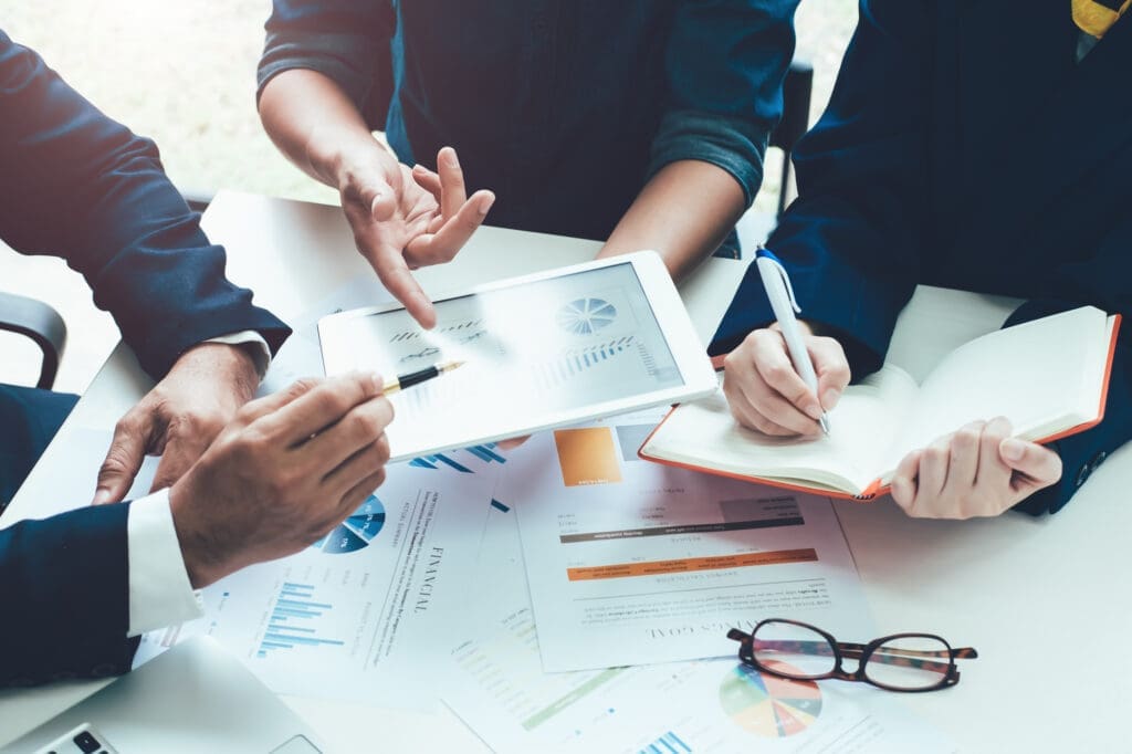Business People Checking Financial Report